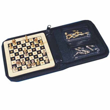 hot selling wooden travel chess pieces in PVC bag